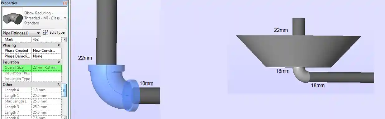 Reducer and trainsition elbow