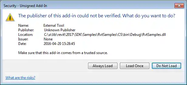 Security – Unsigned Add-In message