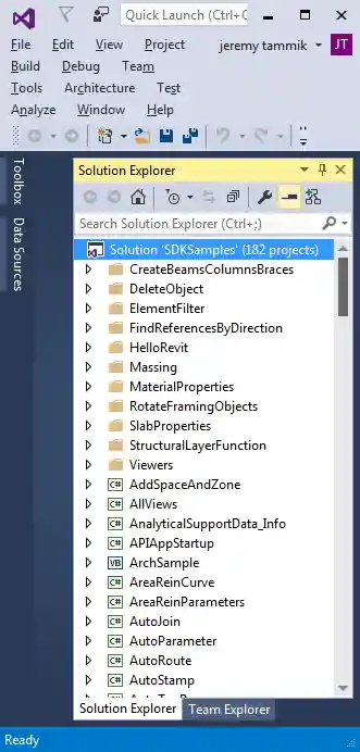 Revit 2017 SDK samples successfully compiled in Visual Studio 2015