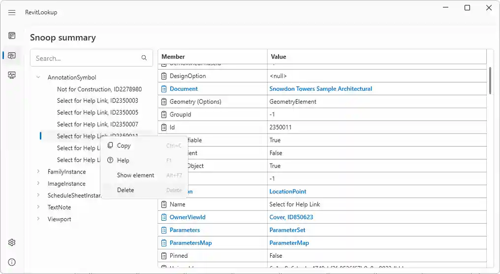 Delete element Delete element