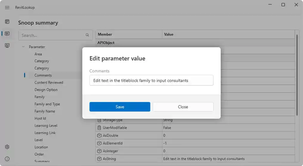 Edit parameter value Edit parameter value