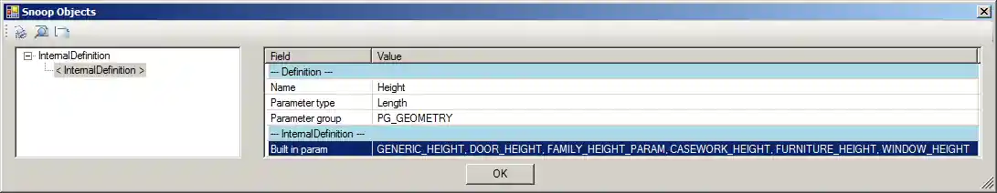 RevitLookup displays all built-in parameter names