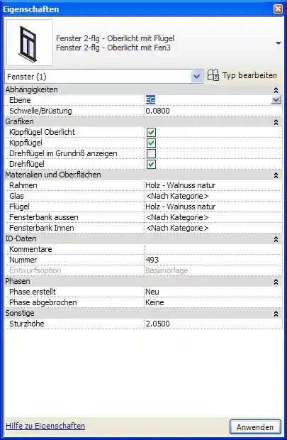 Window Level property displayed