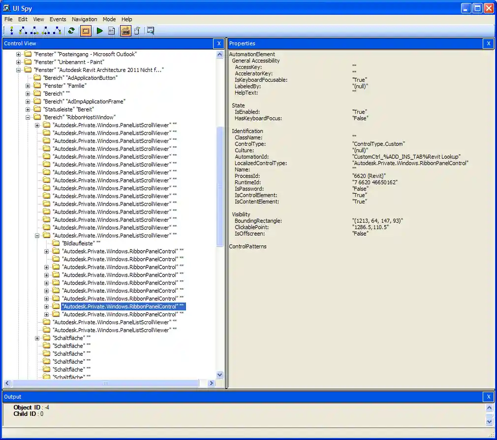 Ribbon panel properties in UISpy
