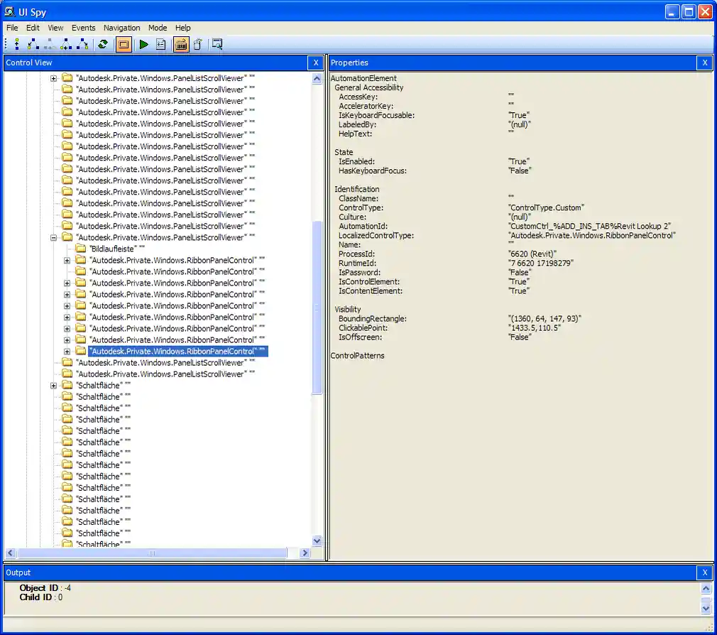 Ribbon panel properties in UISpy
