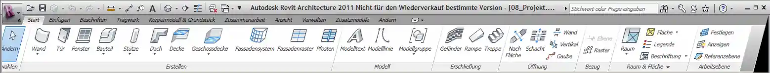 Revit ribbon bar with skew transform