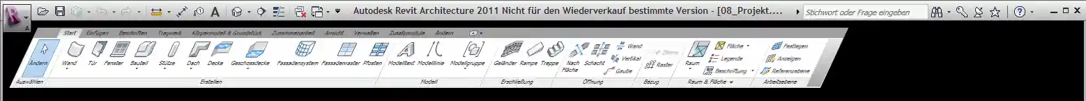 Revit ribbon bar with several concatenated transformations