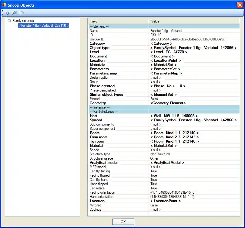 Window properties between two rooms