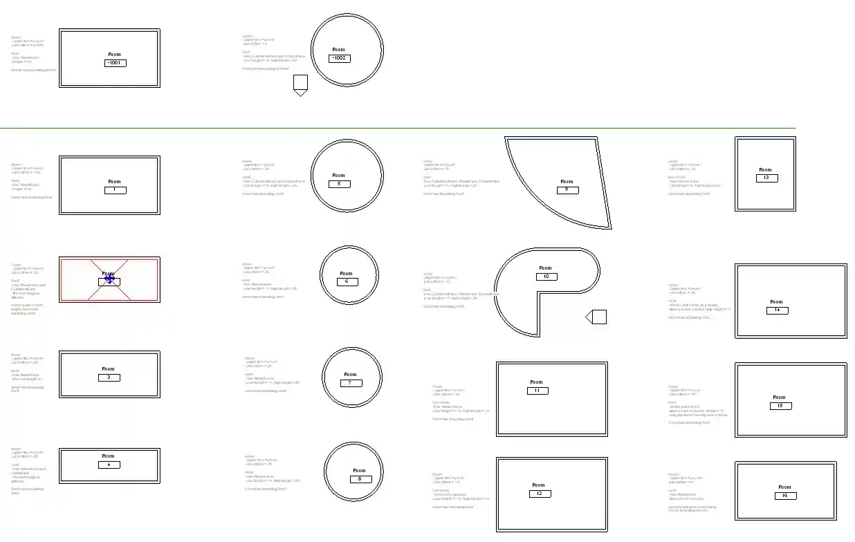 RoofsRooms sample file in plan view