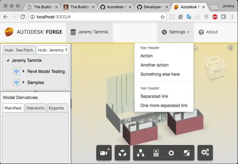 Forge boilerplate settings menu