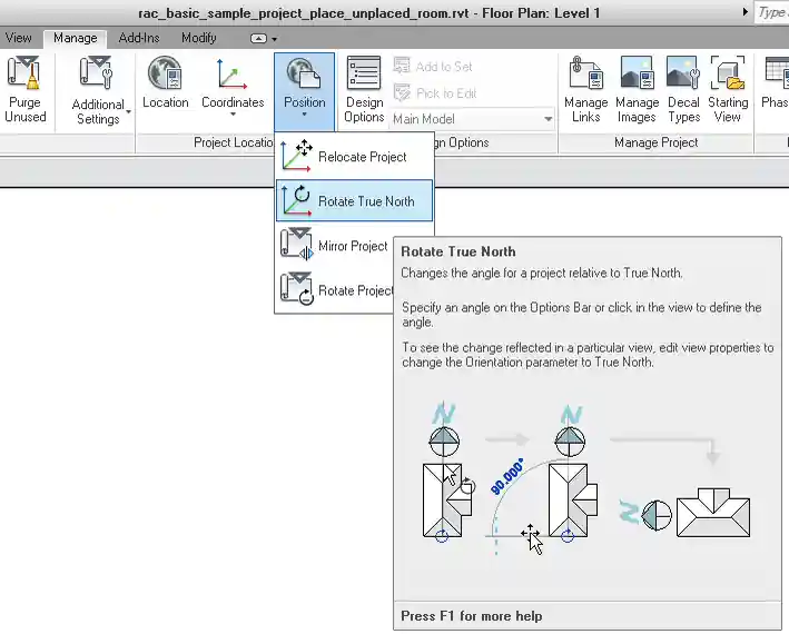 Rotate True North in English