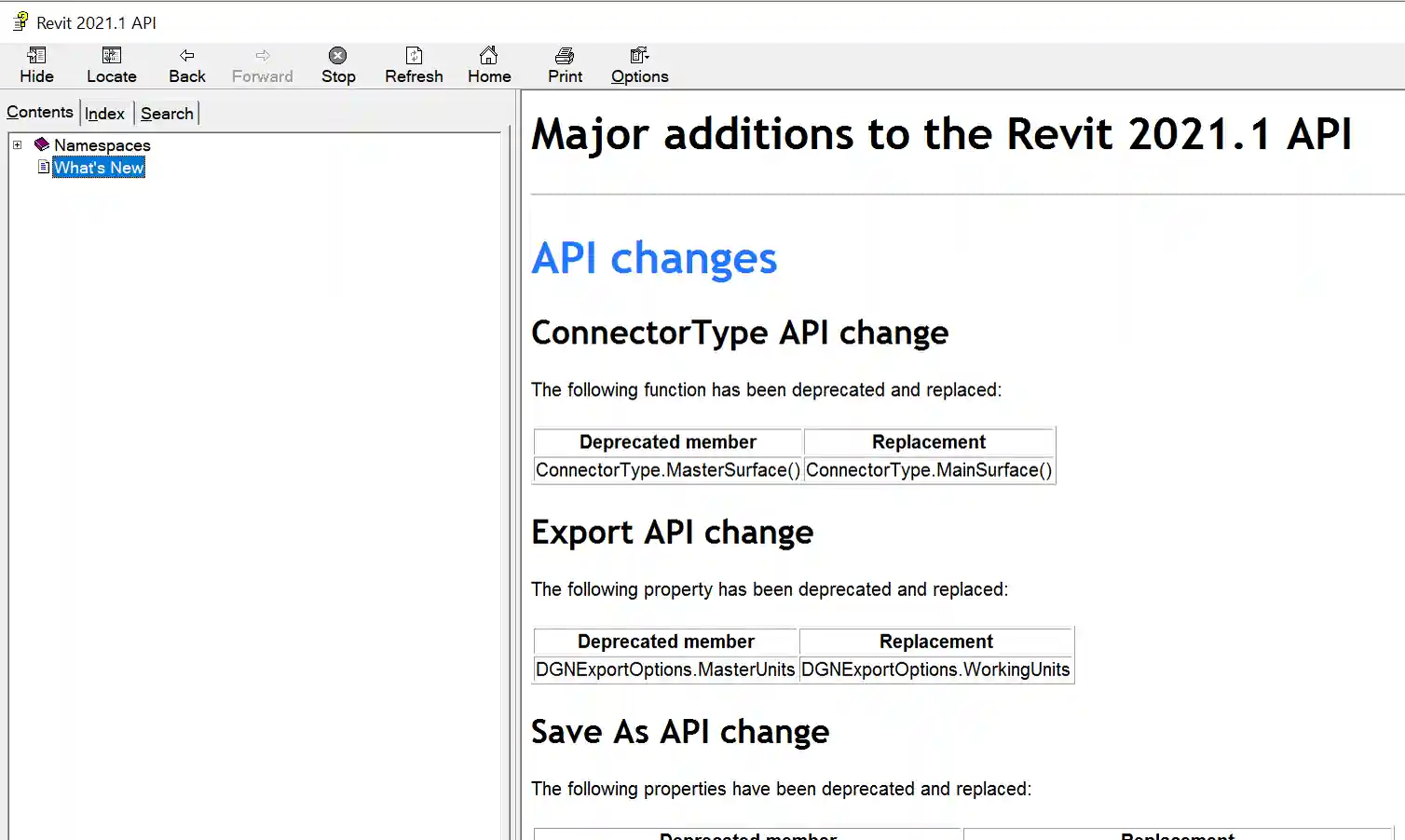 Revit 2021.1 API help file section on What's New Revit 2021.1 API help file section on What's New