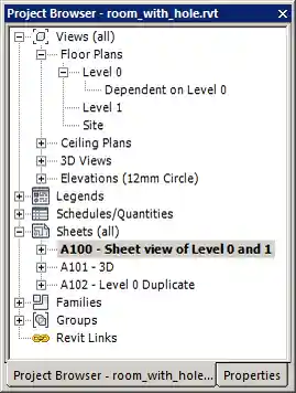 Project browser with views and sheets