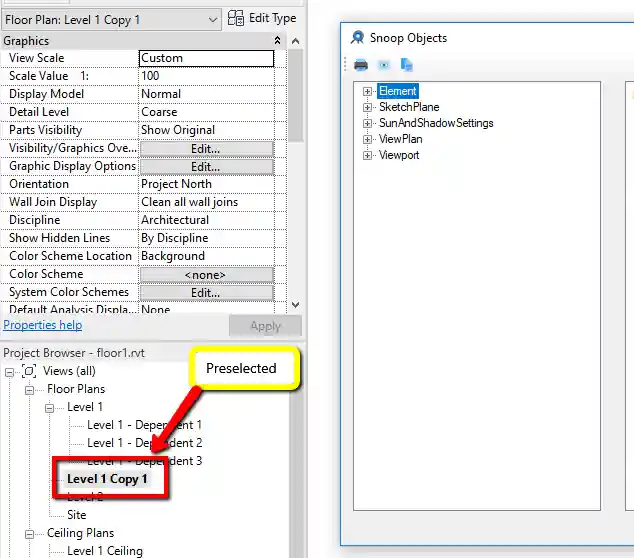 Snoop dependent elements from level