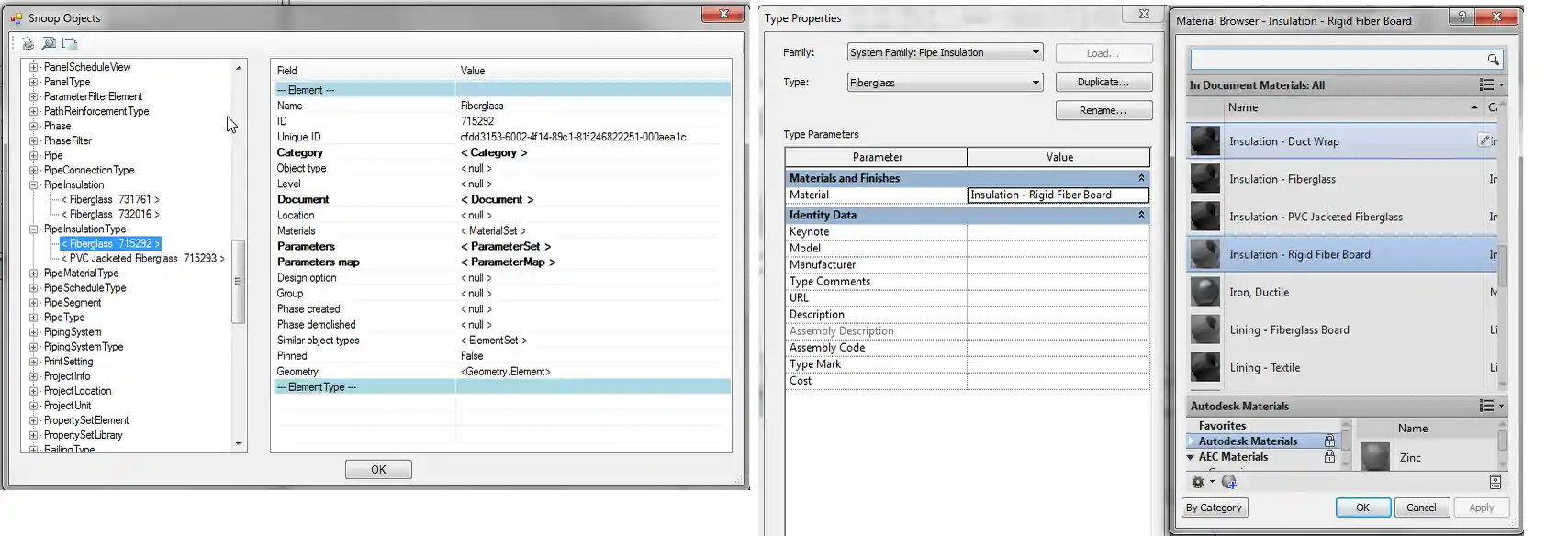 Pipe insulation type in RevitLookup