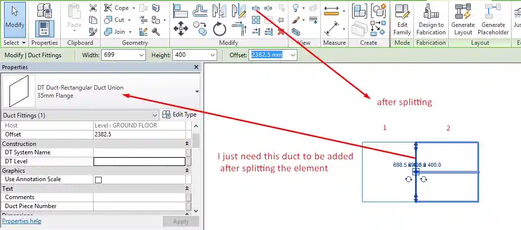 Splitting duct Splitting duct
