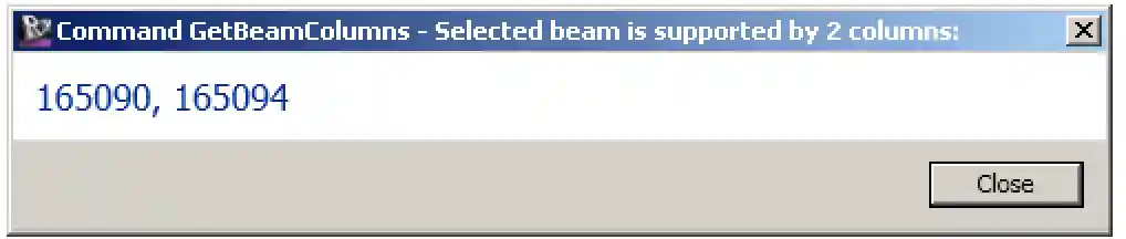 Reporting the columns supporting the selected beam