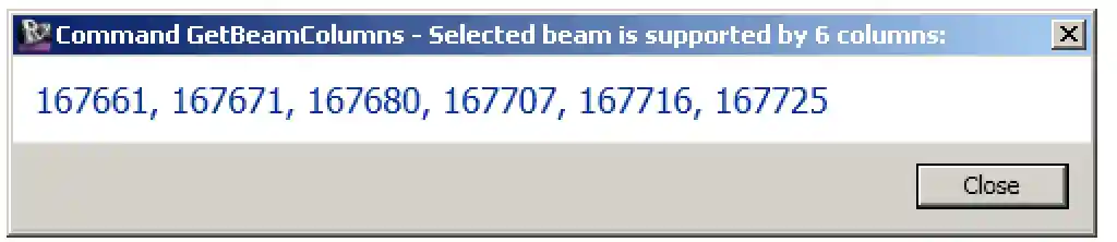 Reporting the columns supporting the selected spline beam