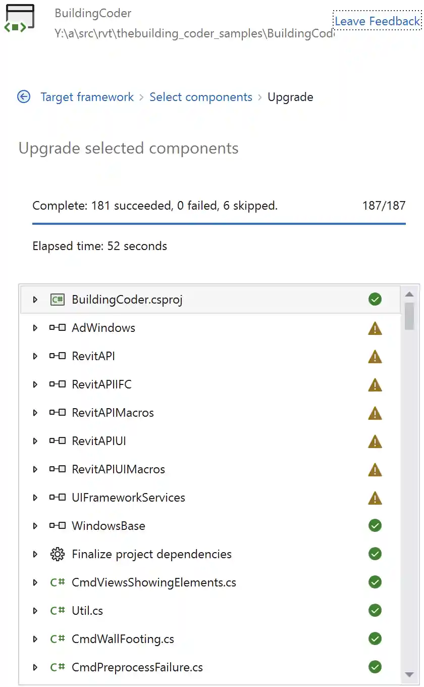 Upgrade assistant result Upgrade assistant result