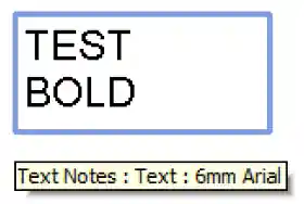 Upper case text note width using factor 1.3