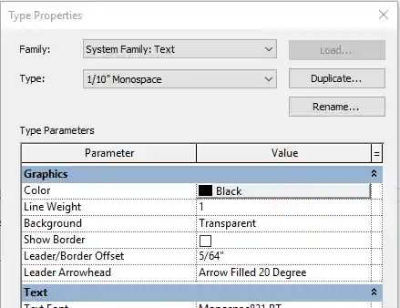 Text note type type properties