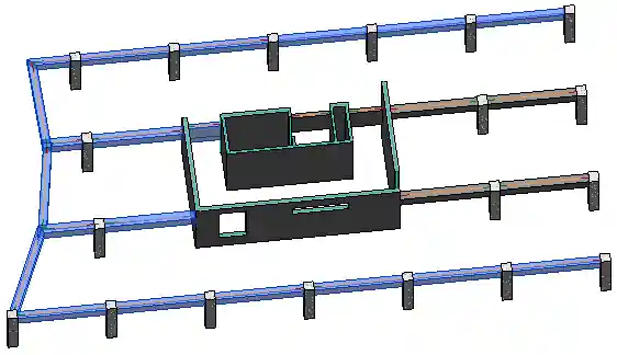 Touching beams detected and selected