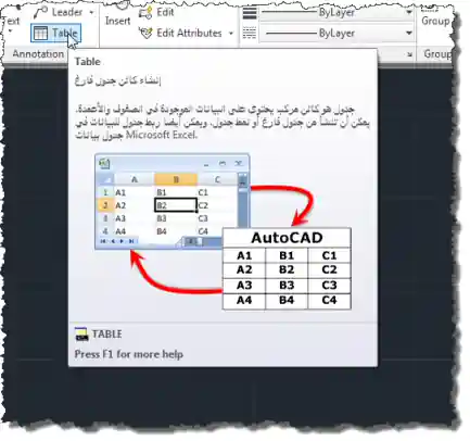 Arabic AutoCAD tooltip