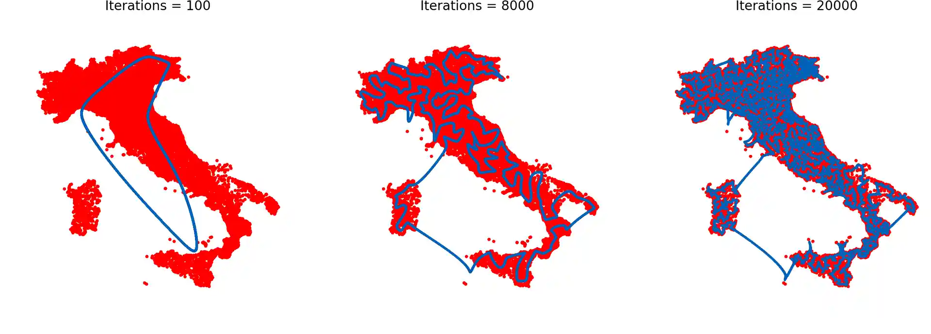 Self-organizing maps approximating the traveling salesman problem for Italy Self-organizing maps approximating the traveling salesman problem for Italy