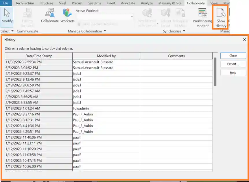 User history User history