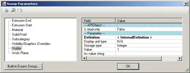 Family extrusion element visible parameter