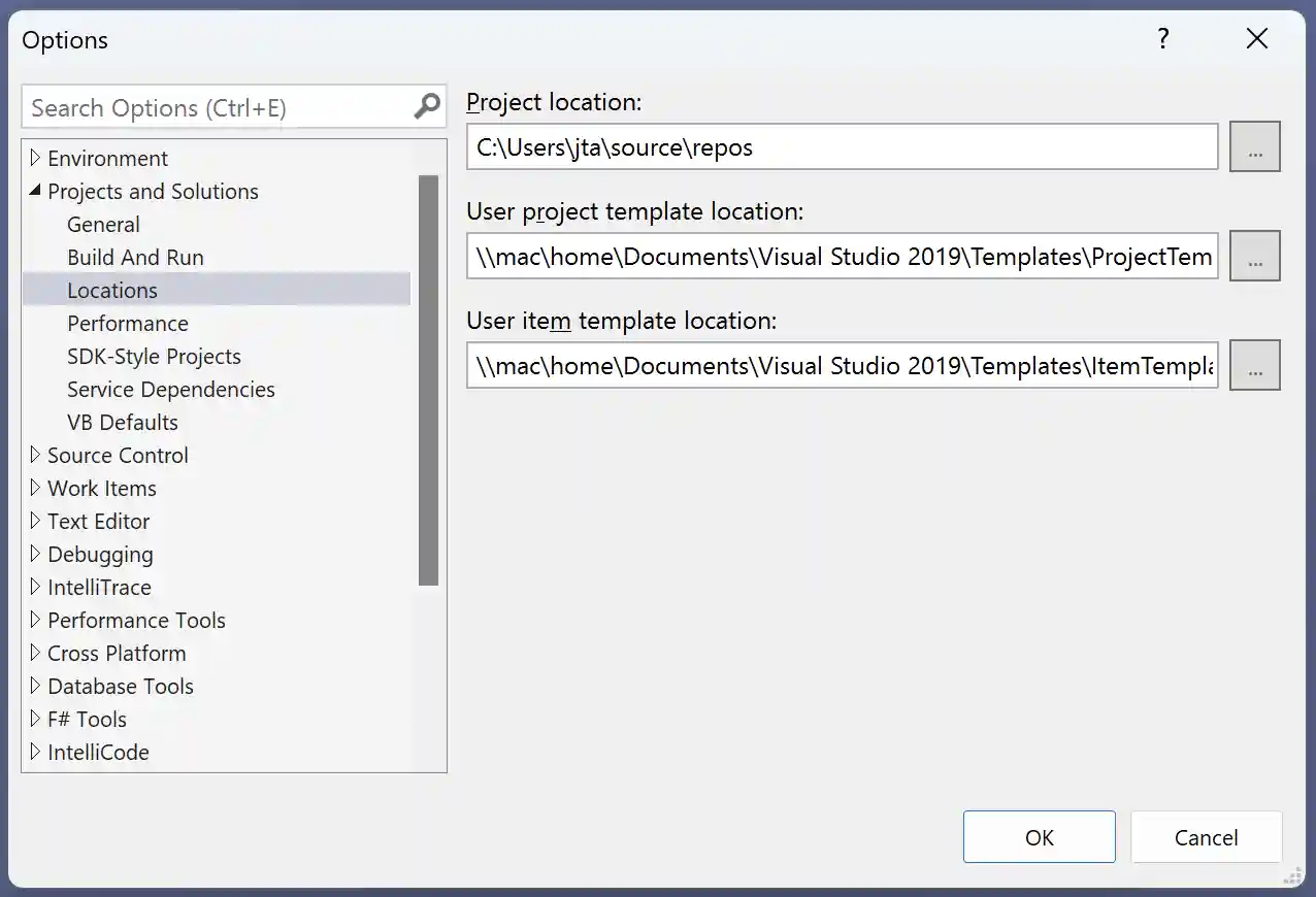 Visual Studio project template location Visual Studio project template location