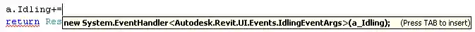 Visual Studio Intellisense suggests pressing <Tab> to create code to attach event handler