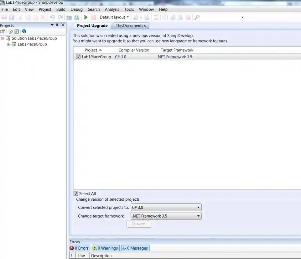 Set .NET Framework version