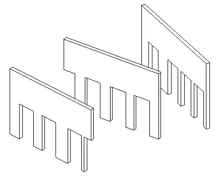 Three walls with openings