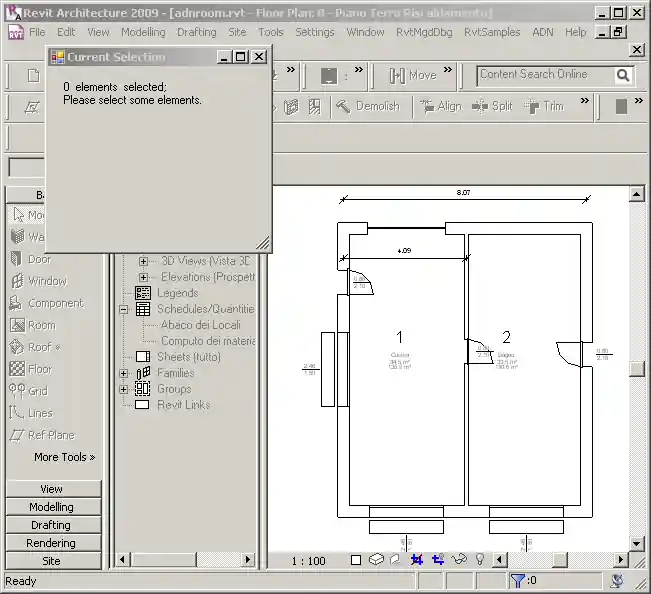 Modeless form displaying prompt and empty selection set