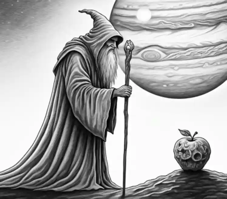Wizard, apple and Jupiter Wizard, apple and Jupiter