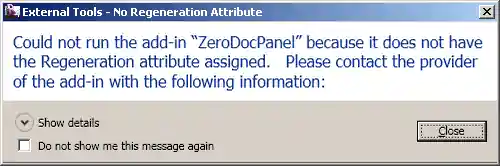 External application required Regeneration option attribute